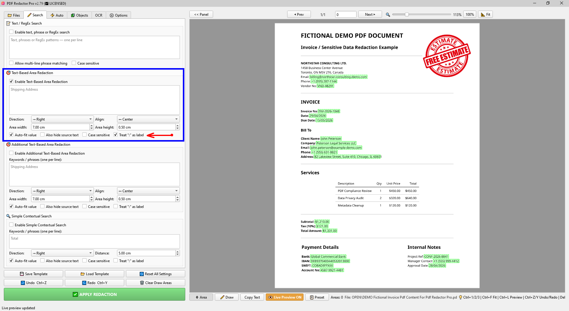 Colon Label Redaction