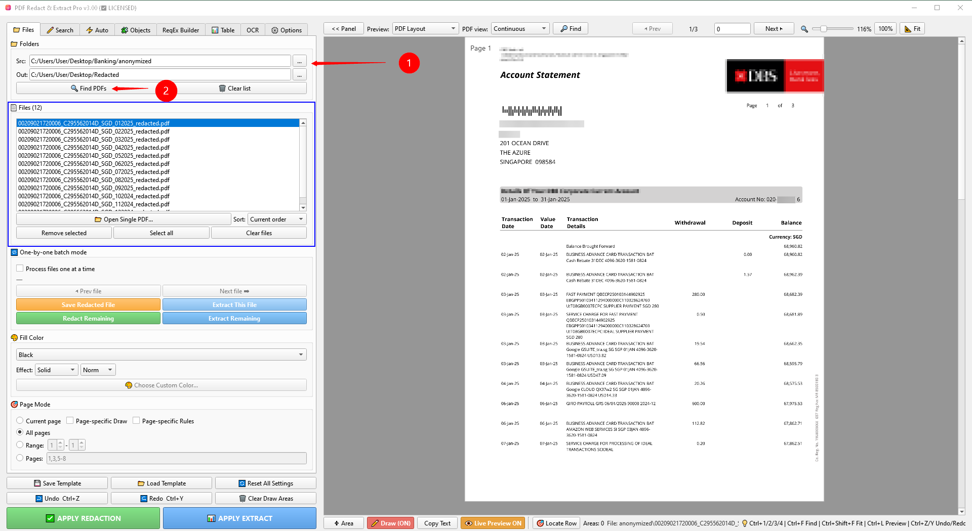 Files tab and batch queue
