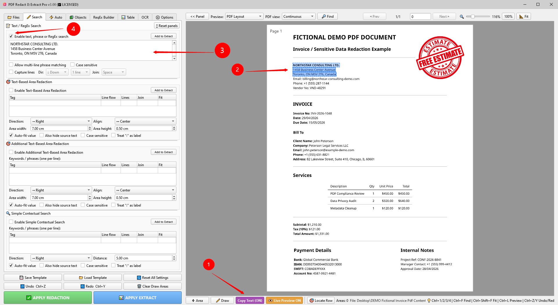 Keyword and block search