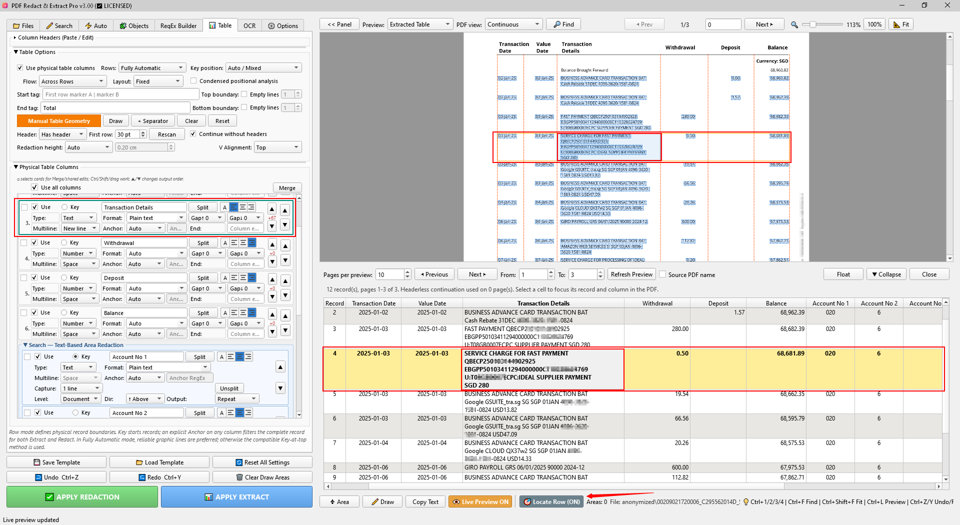 Locate Row from Excel Preview