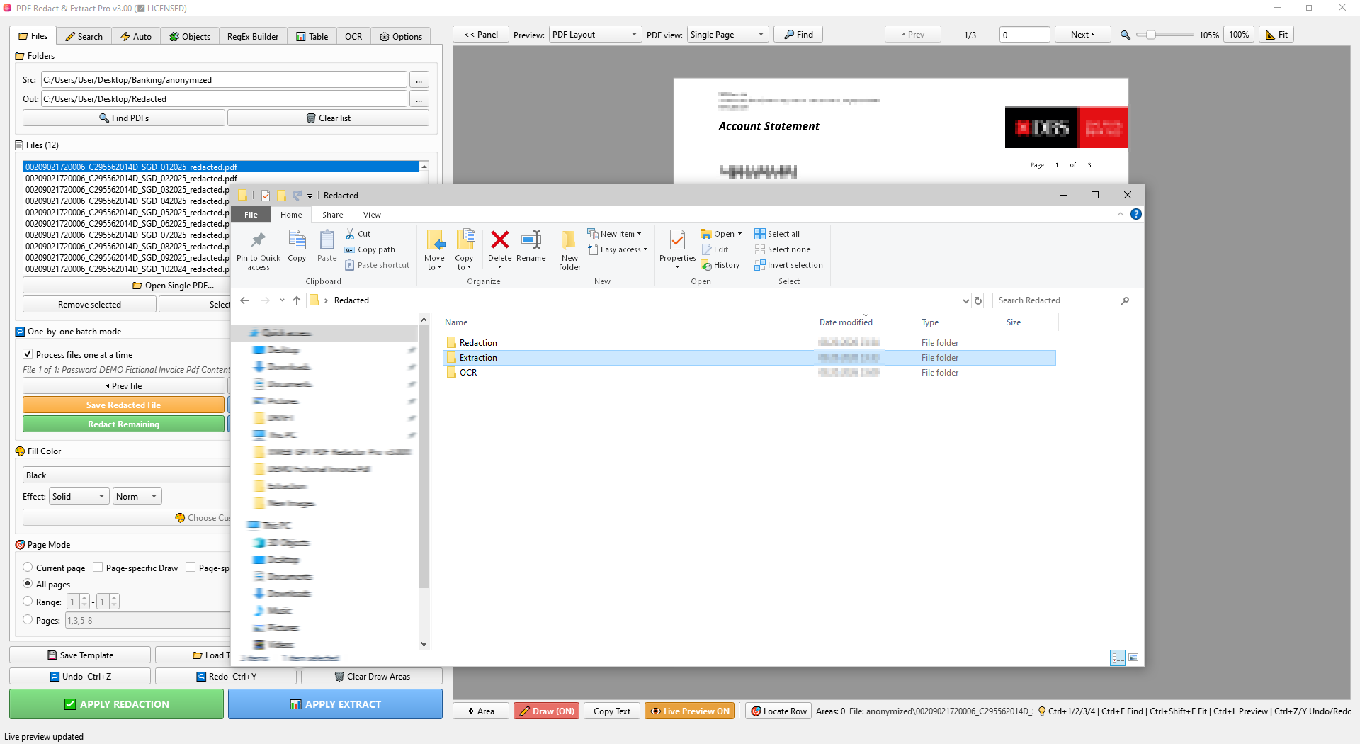 Output folder results